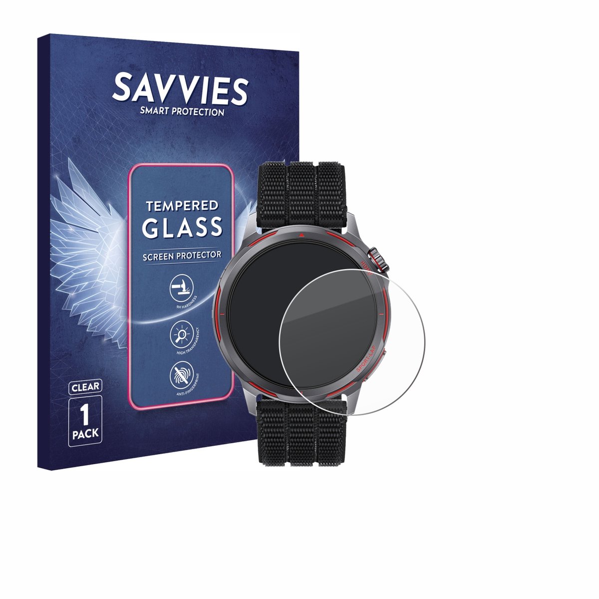 Savvies - Glas Screenprotector voor Huawei Watch GT Runner 2 - Gehard Beschermglas 9H