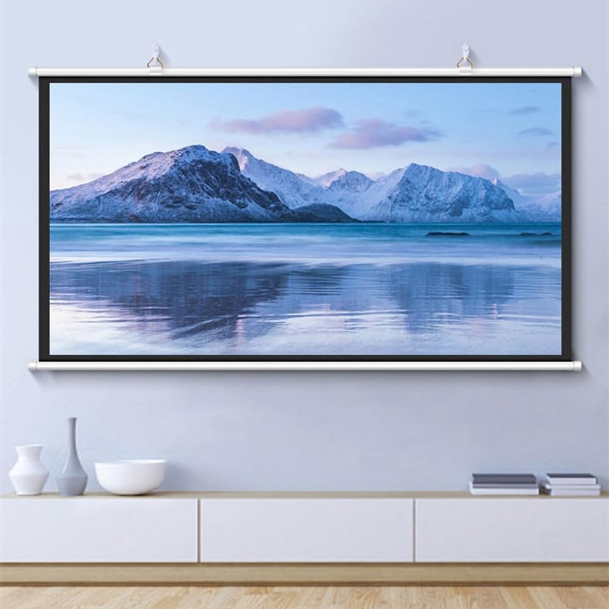 Projectiescherm Handmatig - Filmscherm Beamer - Thuisbioscoop Presentatie - Kreukvrij Glasvezel - 72 Inch 4:3 - Wit
