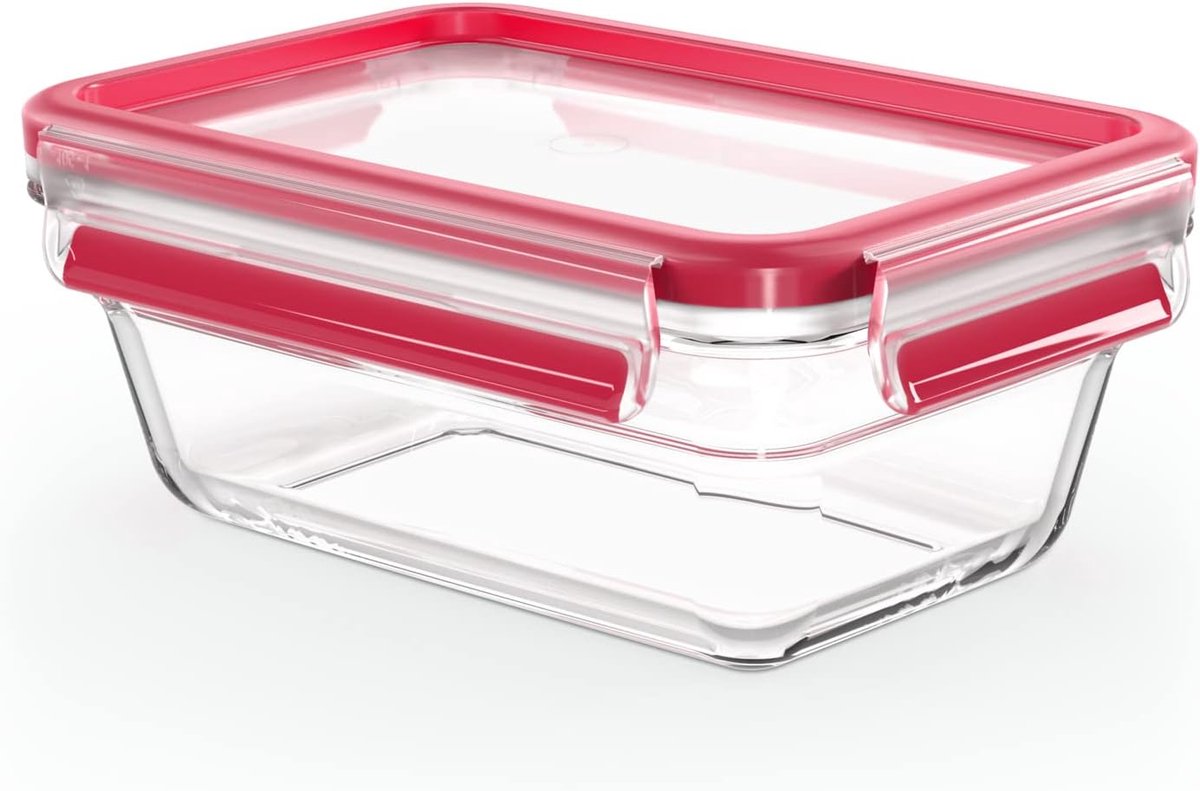 Glazen Voorraad Doos - Voedselcontainer Stapelbaar - Keuken Opslag - Oven Magnetron Vriezer - 085 Liter - Transparant
