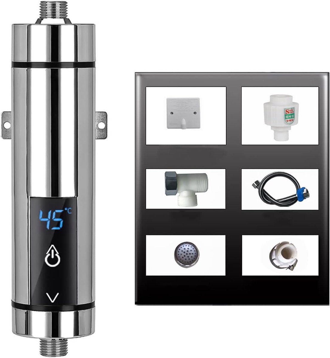 Doorstroomboiler - Directe Verwarmer - Direct Warm Water - LED Display - 5500 Watt - Zilver