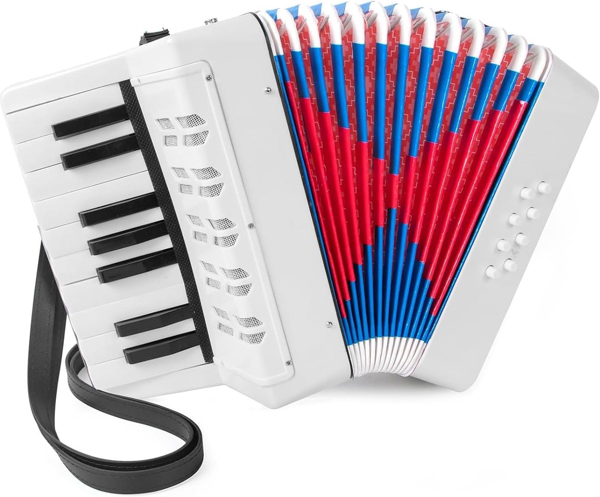 Accordeon - Muziekinstrument - Muziek Leren - 17 Toetsen 8 Bas - 1.44kg - Wit