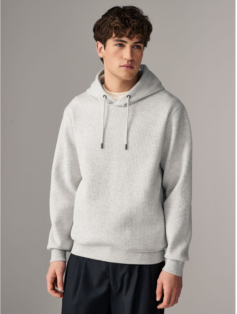 Next - Heren - Lineaire textuur hoodie - Grijs