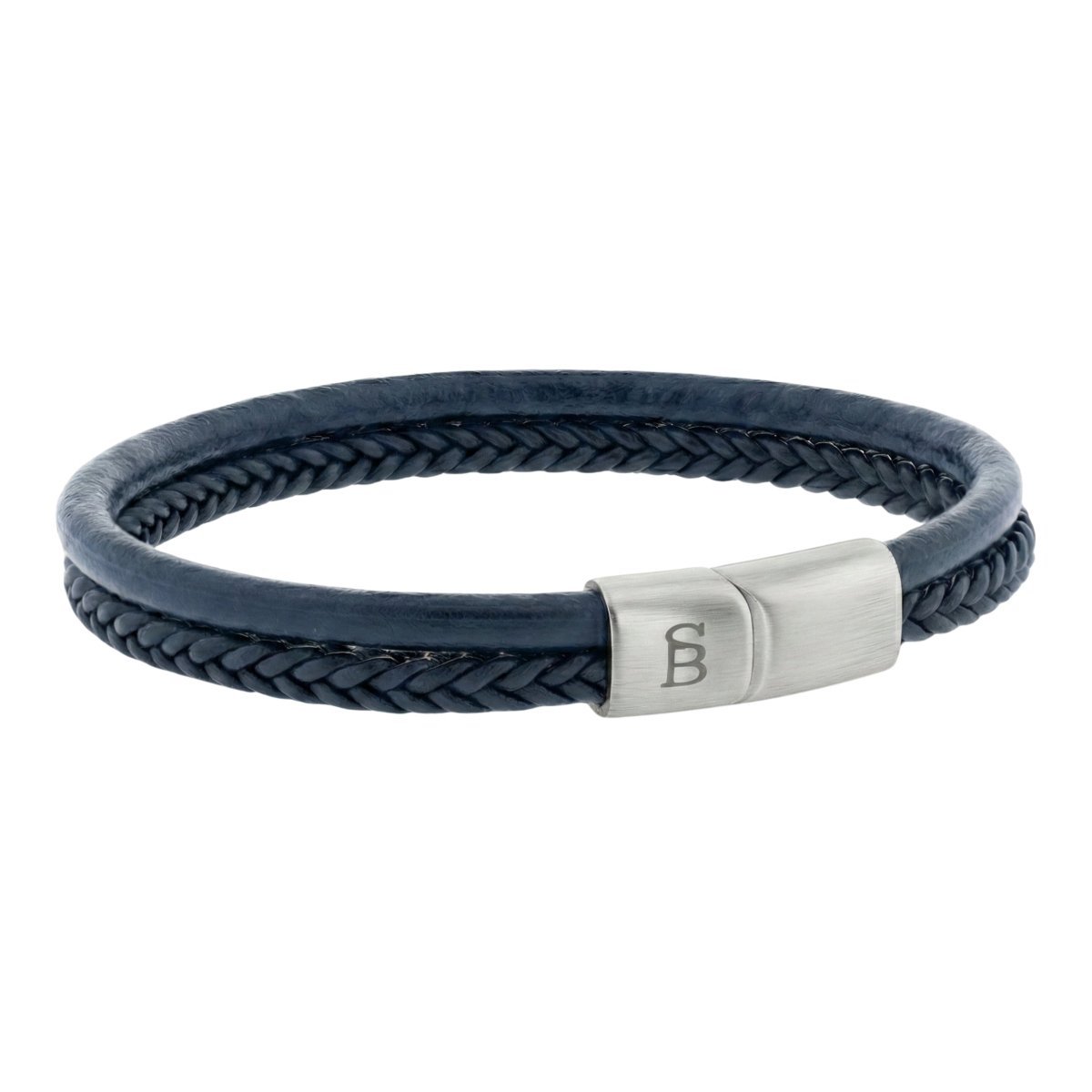 STEEL & BARNETT - Leren Armband Heren - Denby - Blauw - Maat S