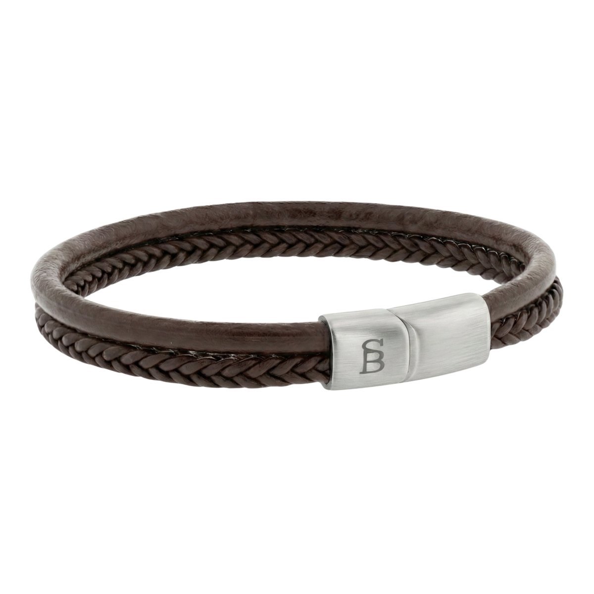 STEEL & BARNETT - Leren Armband Heren - Denby - Bruin - Maat L