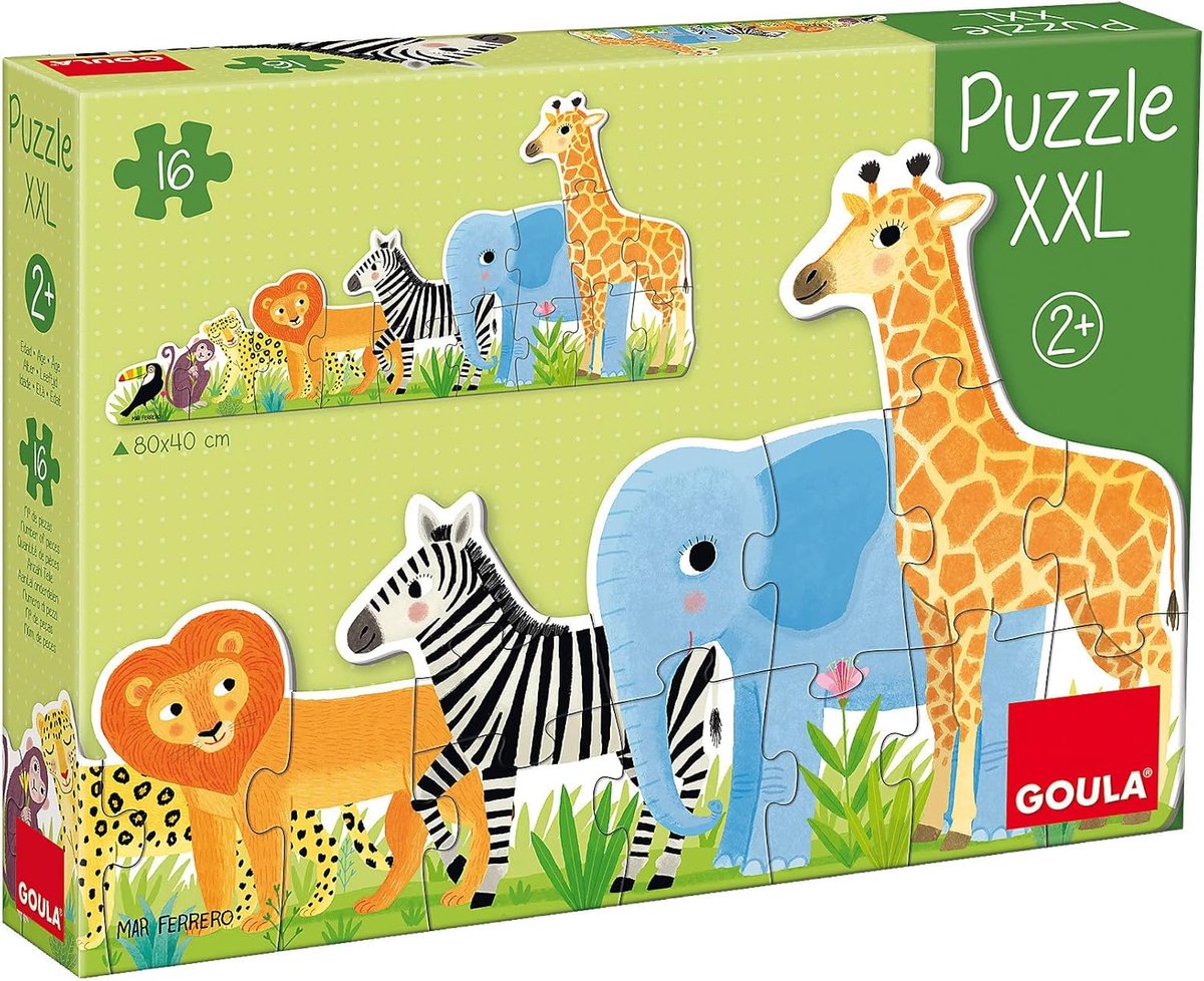 XXL Jungle Puzzel - Kinderspel Legpuzzel - Ontwikkeling Peuters - Extra Grote Stukjes - 80x40 cm - Multi kleuren