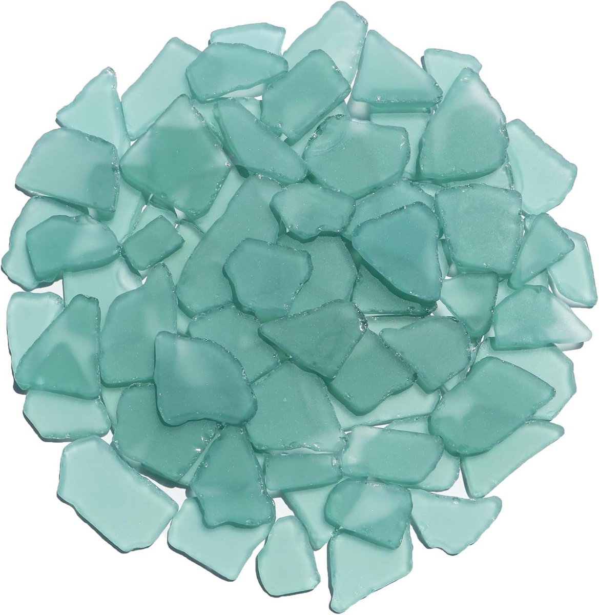 Zeeglas Stukken - Decoratief Glas - Ambachten en Decoratie - Mat Afwerking - 14 Ons - Turkoois