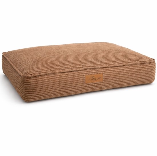 Par Cee Cee Orthopedisch Hondenkussen - Orthopedische Hondenmand - Hondenkussen XL - Foam Flakes Vulling - Ribstof Brun - 100x70x18 cm - Toby