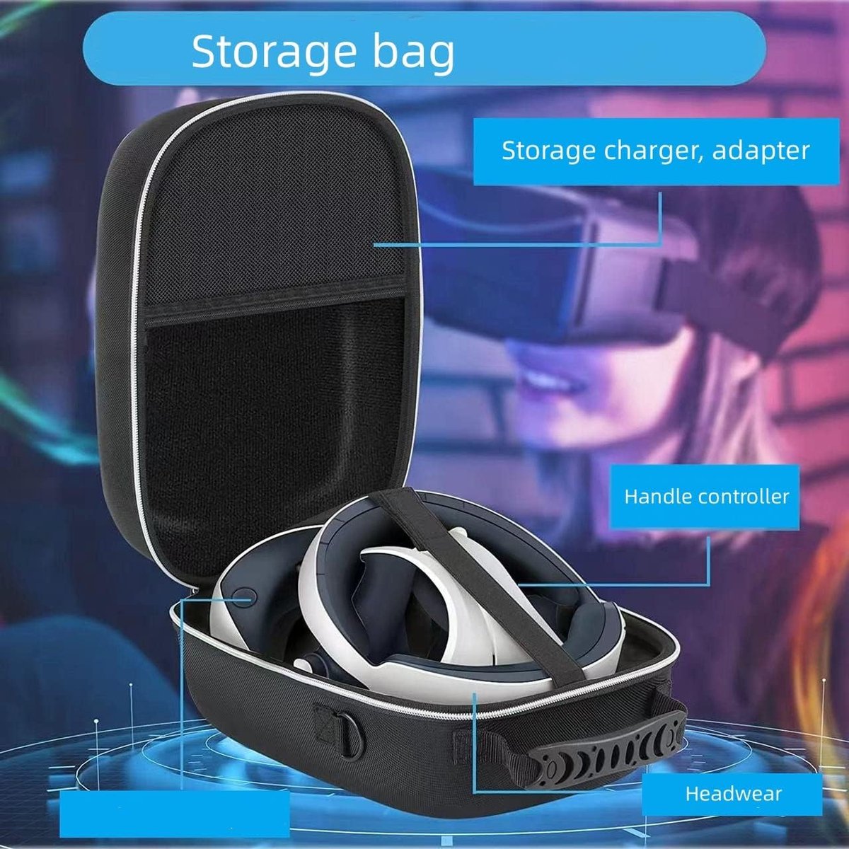 VR Opbergtas - Draagkoffer Headset - VR Gaming - Harde Reisbox - 33x24x17 cm