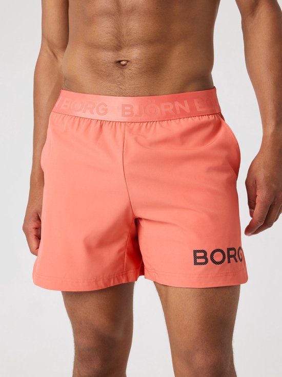 Björn Borg Short de sport 6'' Homme - Short homme - Orange Corail - Polyester recyclé - Taille L