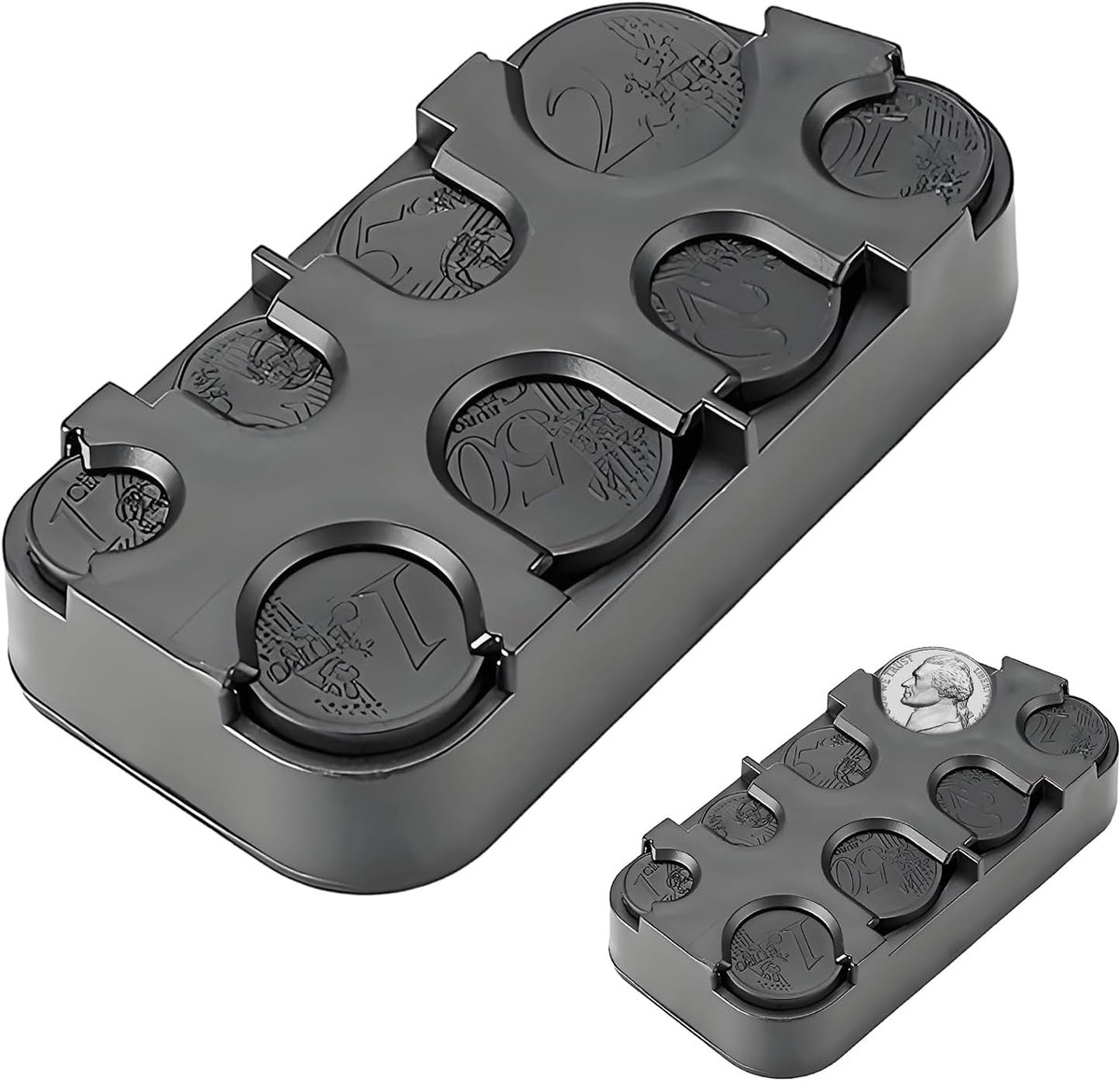 Munten Opbergdoos - Geld Muntbox - Organiseer Kleingeld - Robuust Duurzaam - 9.5x5.8x2.3 cm - Zwart