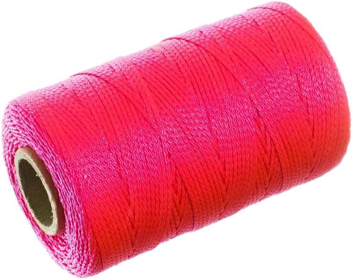 Gedraaid Nylon Touw - Metselaar Lijn - Klusprojecten Buiten - Vocht en Rot Bestendig - 275 Voet Lengte - Roze