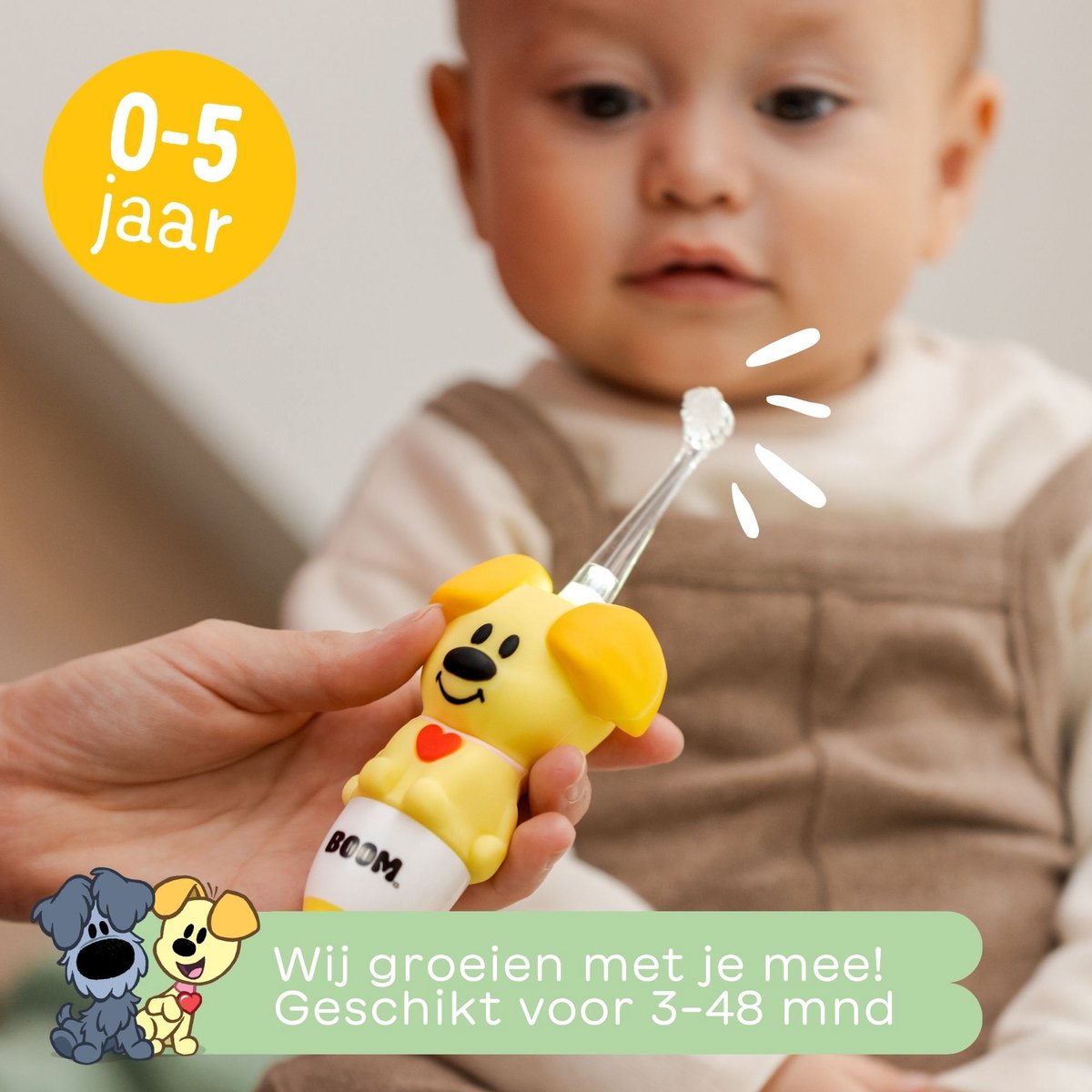BOOM - Woezel & Pip Elektrische Tandenborstel Kind (Baby & Peuter) - 3-48 maanden - LED-lampje - 2 Borstelkopjes inbegrepen – foto 6