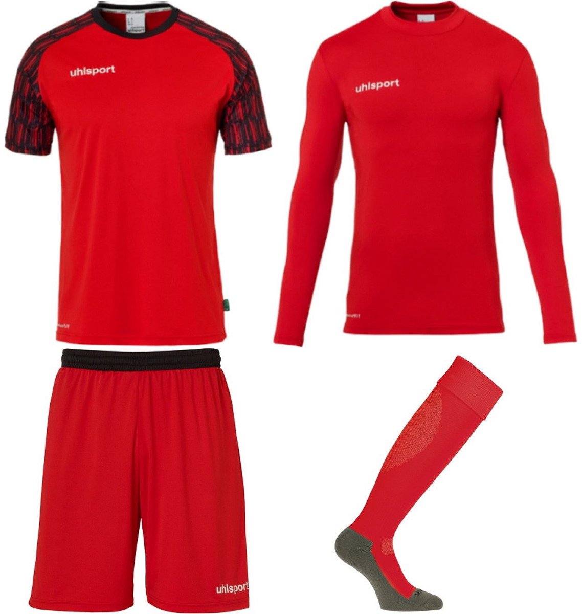 Uhlsport Reaction Keeperset Kinderen - Rood / Zwart | Maat: 140