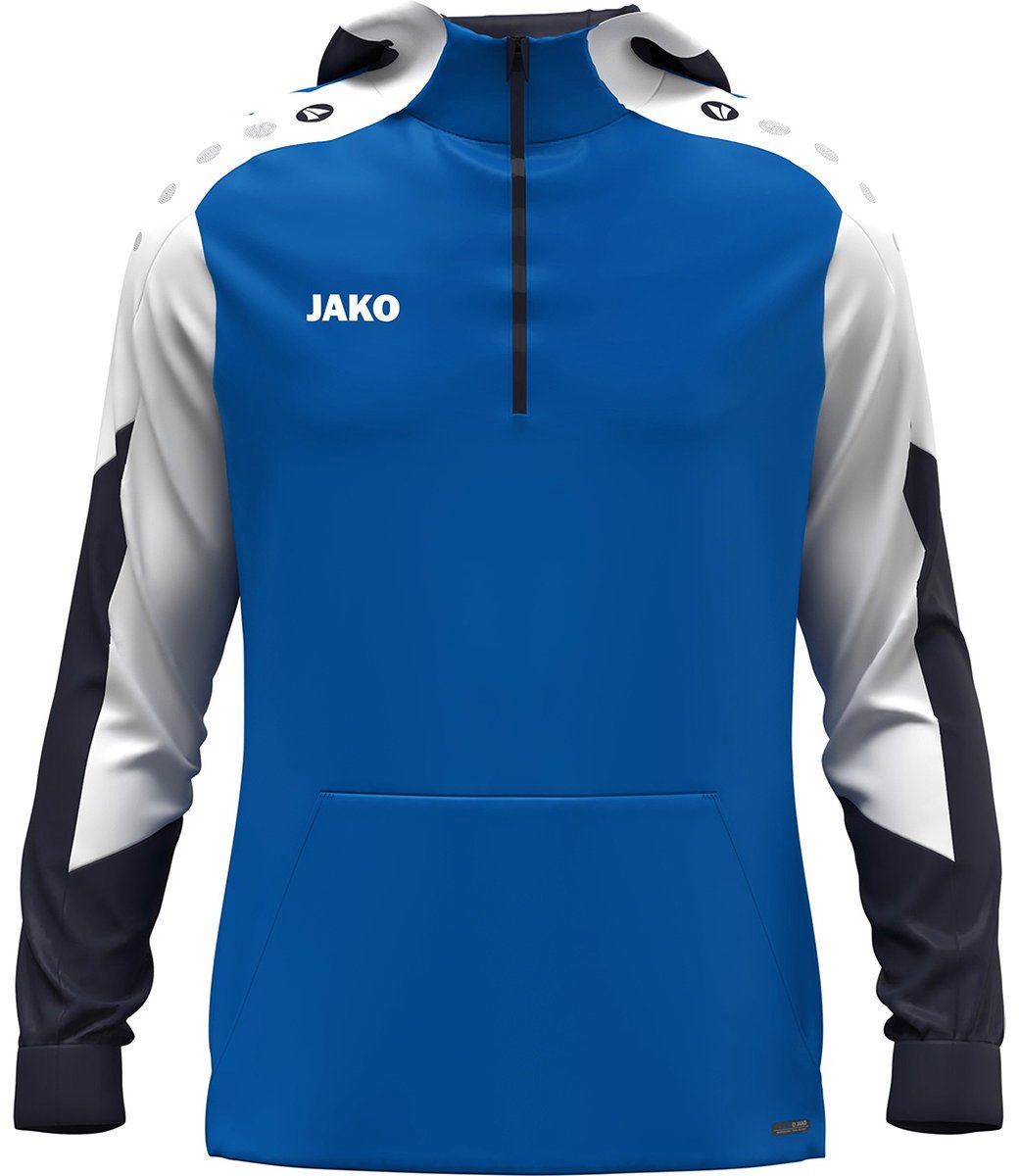 Jako Dynamic Hooded Half Zip Kinderen - Royal / Wit / Marine | Maat: 128