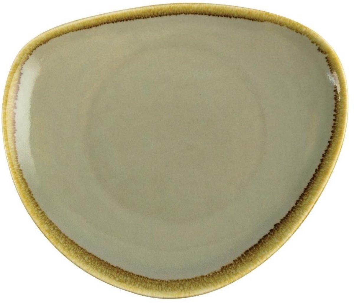 Set van 6 Driehoekige Mosvorm Borden van Porselein - Professioneel Servies (Ø 23 cm) - Groen