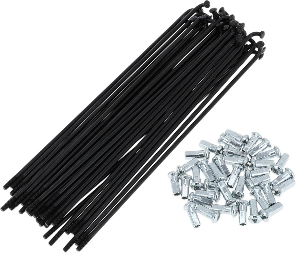 36x Fiets Spaken 155mm Zwart Koolstofstaal Inclusief Nippels voor Fietswiel Reparatie