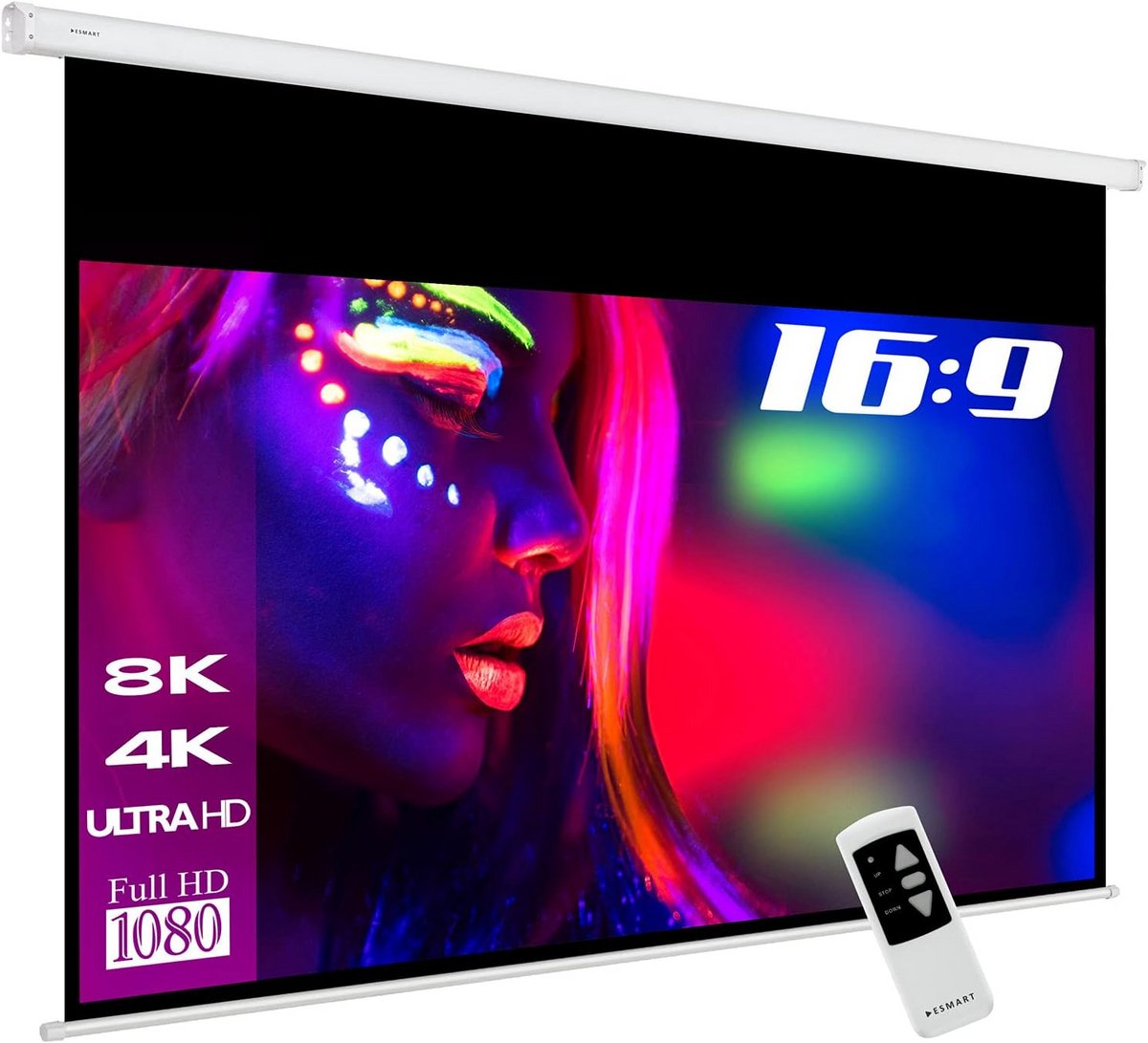 Motorisch Projectiescherm 160 x 90 cm - 16:9 Daglicht Grijze Doek voor Home Theater en Presentaties