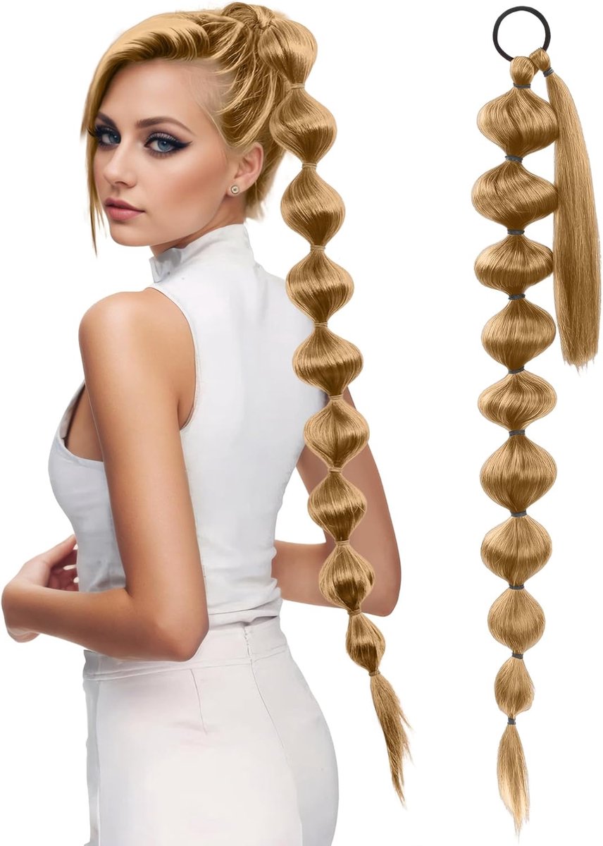 Bubble Ponytail Extension voor Vrouwen - Elegante Synthetische Haarband - 75 cm Lang Haar