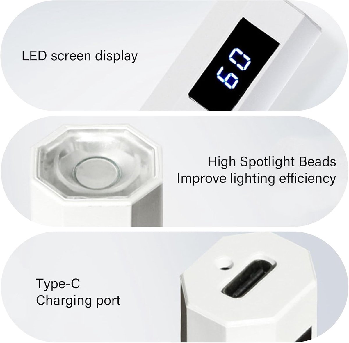 Mini Nagellamp - Oplaadbare draadloze nagellamp - UV Lamp Gelnagels - LED Nagellamp - UV Lamp Nagels - UV Zaklamp - Draagbare Nagellamp - Nageldroger - Snel uithardende mini-nagellamp - Nagel lamp - Voor salonnagelkunst DIY thuis - Wit — cadeau in Verzorging - foto 4