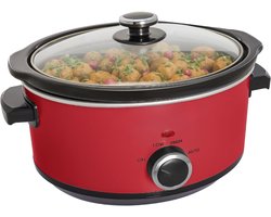 Aurixi® Slowcooker met timer - Slowcooker - Crockpot - Rood - ‎24cm x 31cm x 20cm