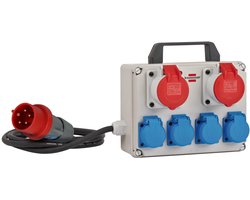 Brennenstuhl Compacte Stroomverdeler Bkv 2/4 T Ip44 / Bouwstroomverdeler met Draaggreep, Ca. 2 M Kabel, voor Continu Gebruik Buitenshuis IP44