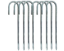 8 grondpennen - 30 cm gegalvaniseerde grondankers - J-vormige grondpennen - grondankers voor de bouw - tentpennen met beitelvormige punten - geschikt voor tenten, partytenten, trampolines, springkussens, kamperen, voetbalnetten, enz.