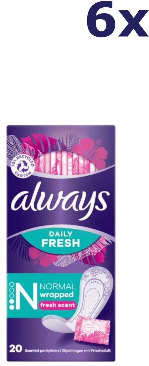 6x Always Dailies Fresh Scent inlegkruisjes 20s