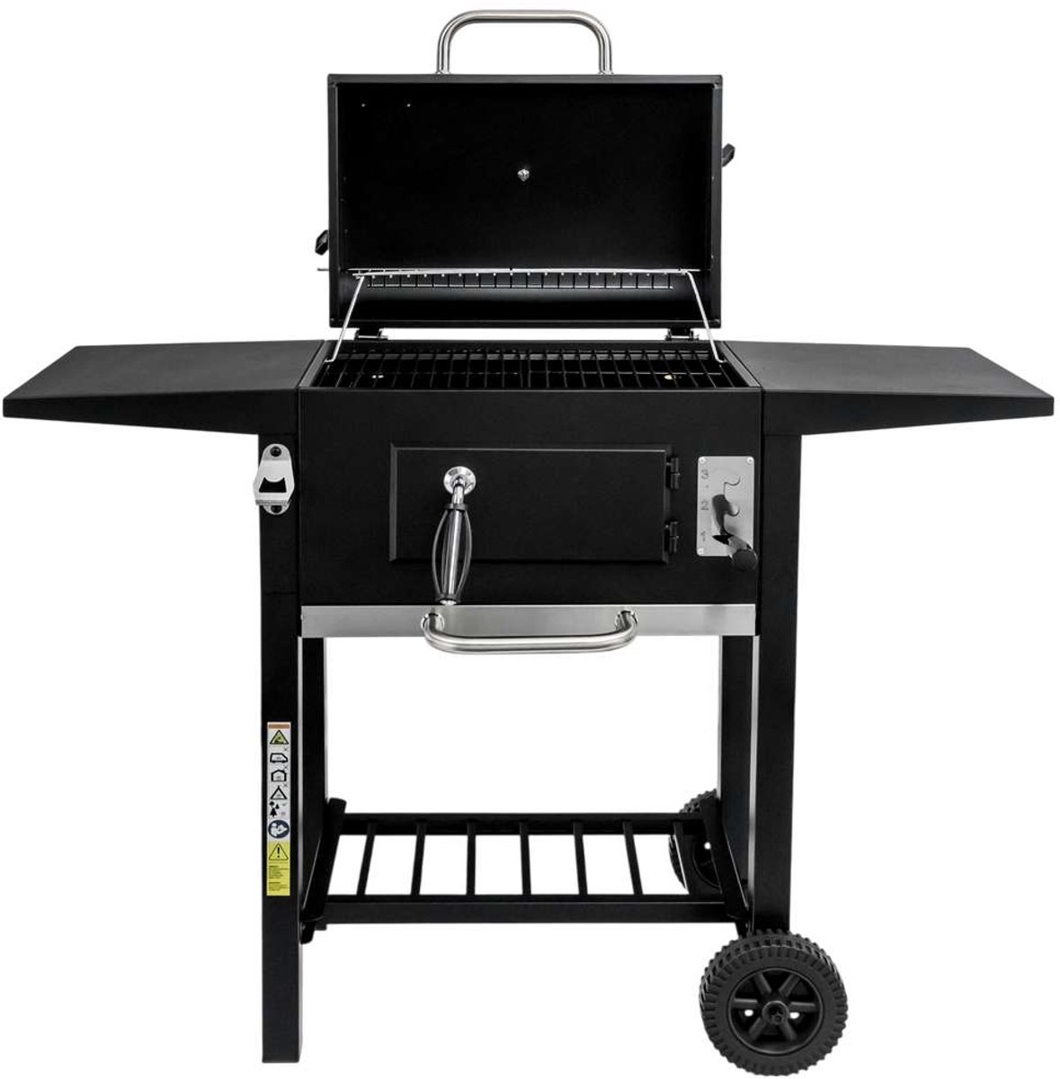 Mega-M Classic - Houtskoolbarbecue - Geëmailleerd grillrooster - Deksel met thermometer - Mobiel ontwerp