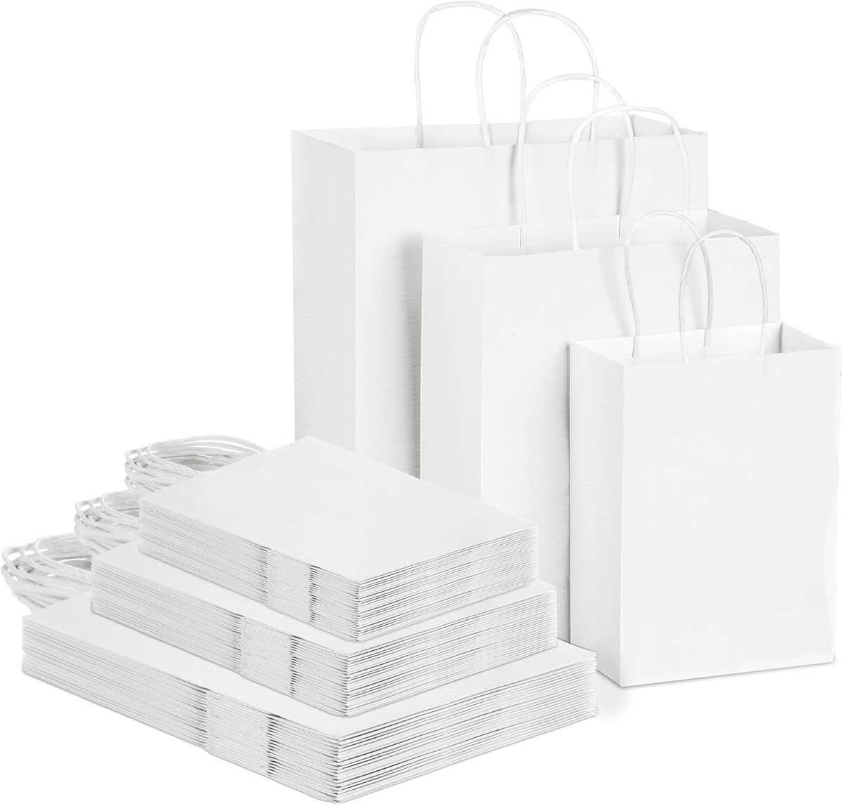 Imperatoris - Geschenktas - Wit - Cadeauverpakking - Cadeaupapier - Cadeautasjes - Papieren Tassen - Gift Bag - Met Handvat - Kraft Tas - 3 maten - 45 Stuks