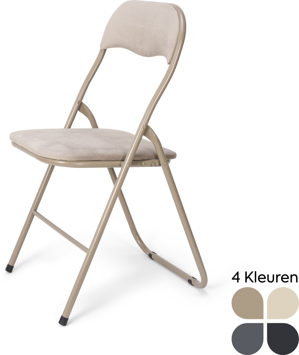 Trendy Meije® Nova Klapstoel - Taupe - Velvet Fluweel - Inklapbaar - Zithoogte 45 cm - Opvouwbare Stoelen - Vouwstoel