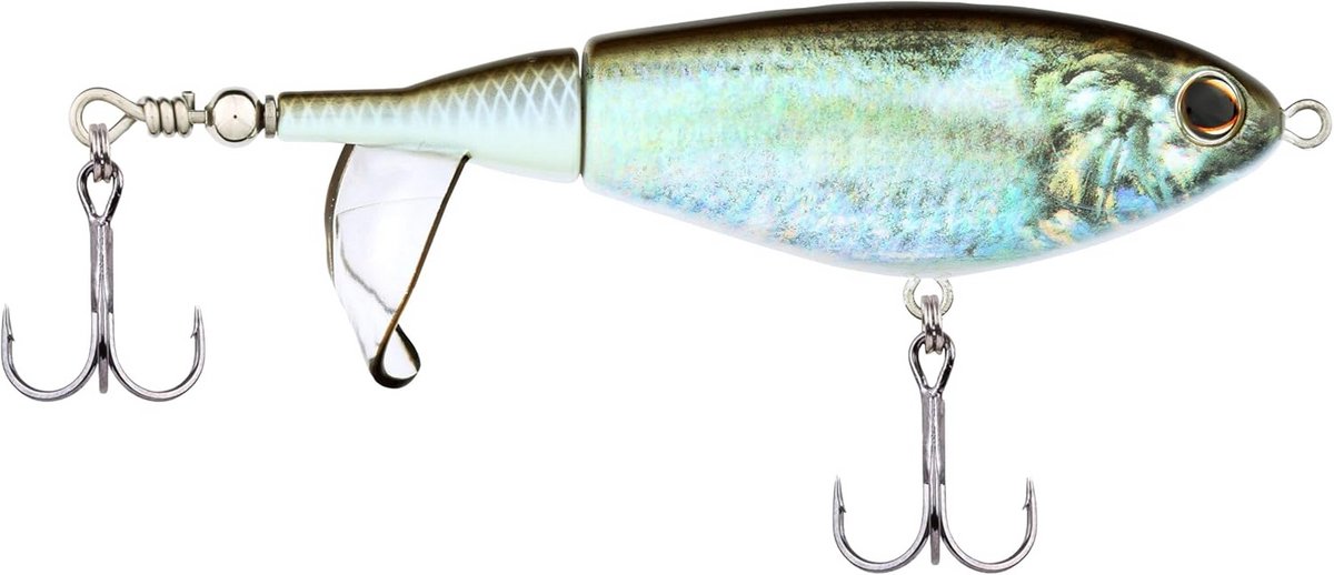 Topwater kunstaas met draaiende staart voor actie en geluid