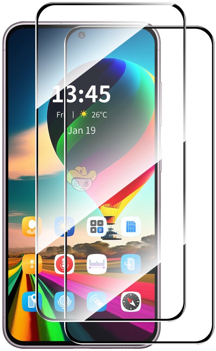 ENKAY Screen Protector - Geschikt voor Samsung Galaxy A37 Screen Protector - ENKAY Full-Cover 9H Tempered Glass Duo-Pack - Zwart