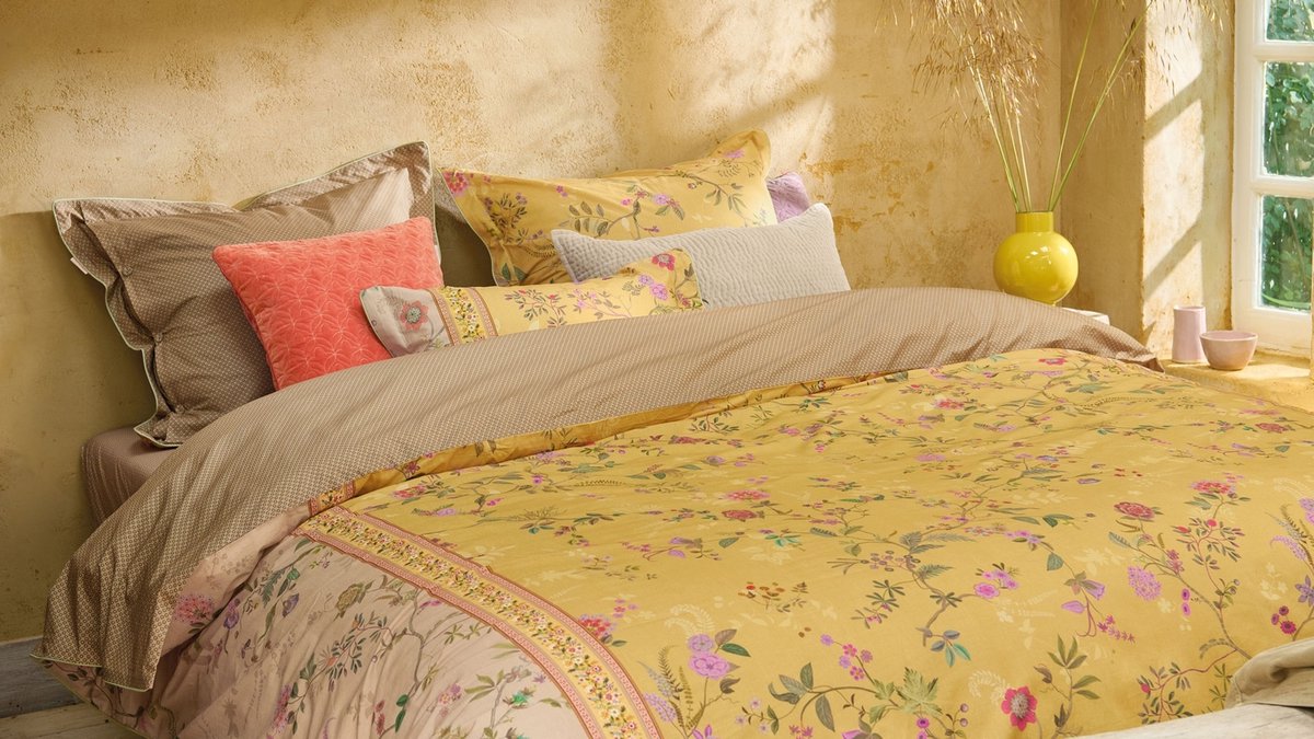 Pip Studio Bodhi Flower dekbedovertrek - Lits-Jumeaux - 240 x 200/220 cm - Geel