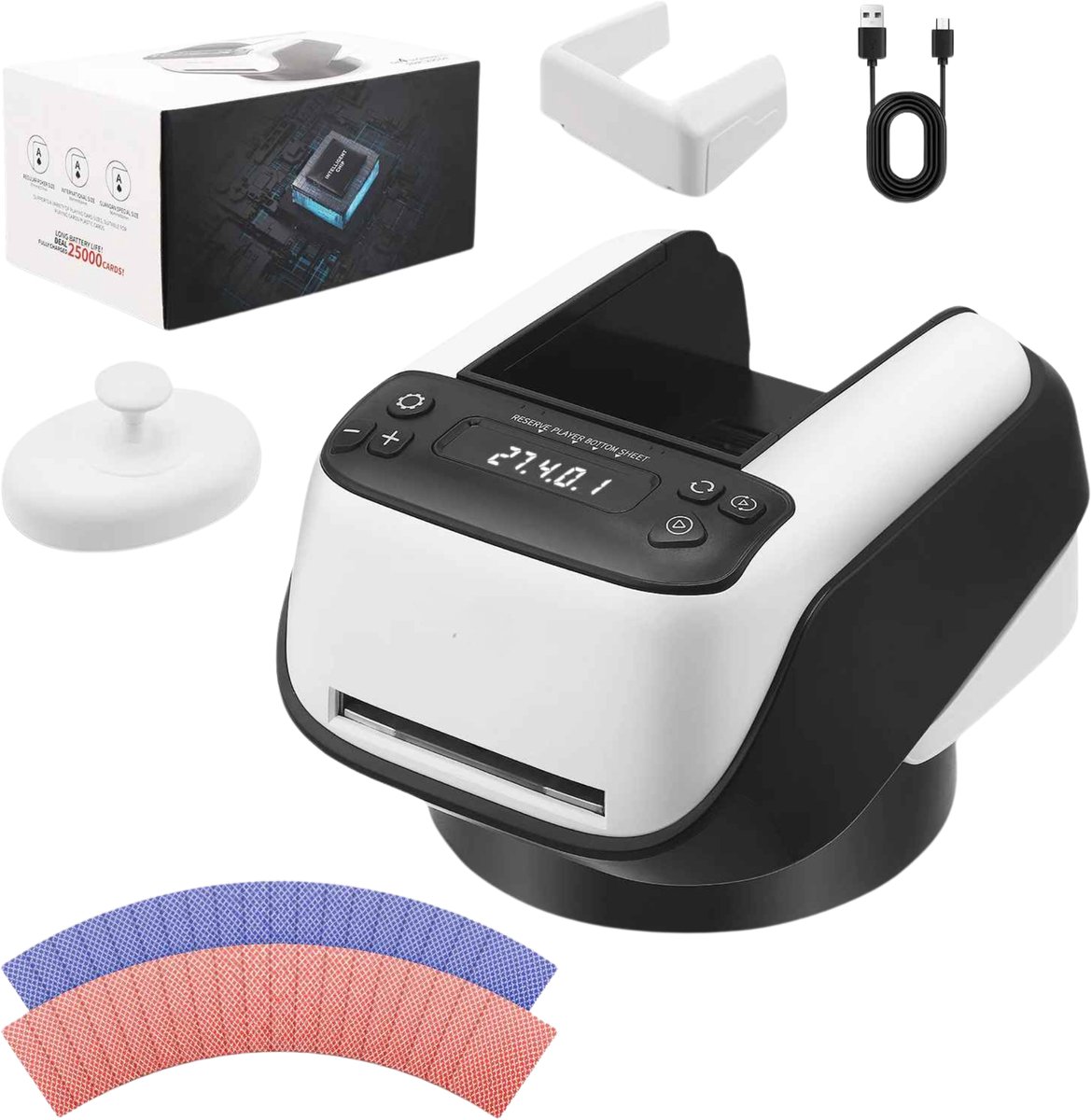 Automatische Kaartschudder & Kaartdeler 2-in-1 | Elektrische Kaartdispenser 360° Draaibaar | Poker & Kaartspel Machine voor 2-8 Spelers | Party & Thuisgebruik
