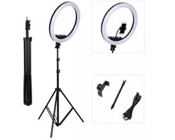 MN Commerce EU Ringlamp 45 cm LED – Professionele Ring Light met Statief 2m, Telefoonhouder & Dimbaar Licht – Perfect voor TikTok, Foto & Video