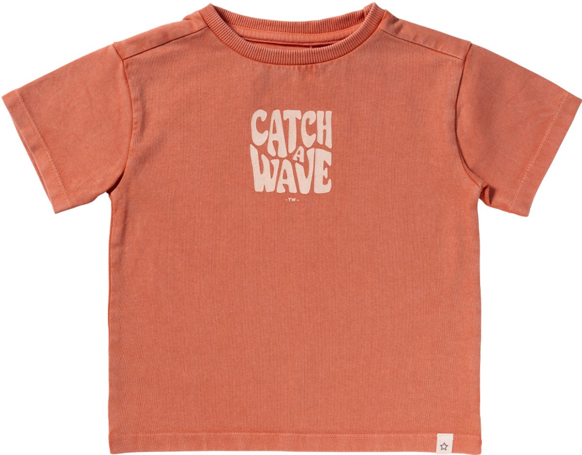 Your Wishes Garment Dye Wide Tee Polo's & T-shirts Jongens - Polo shirt - Oranje - Maat 92