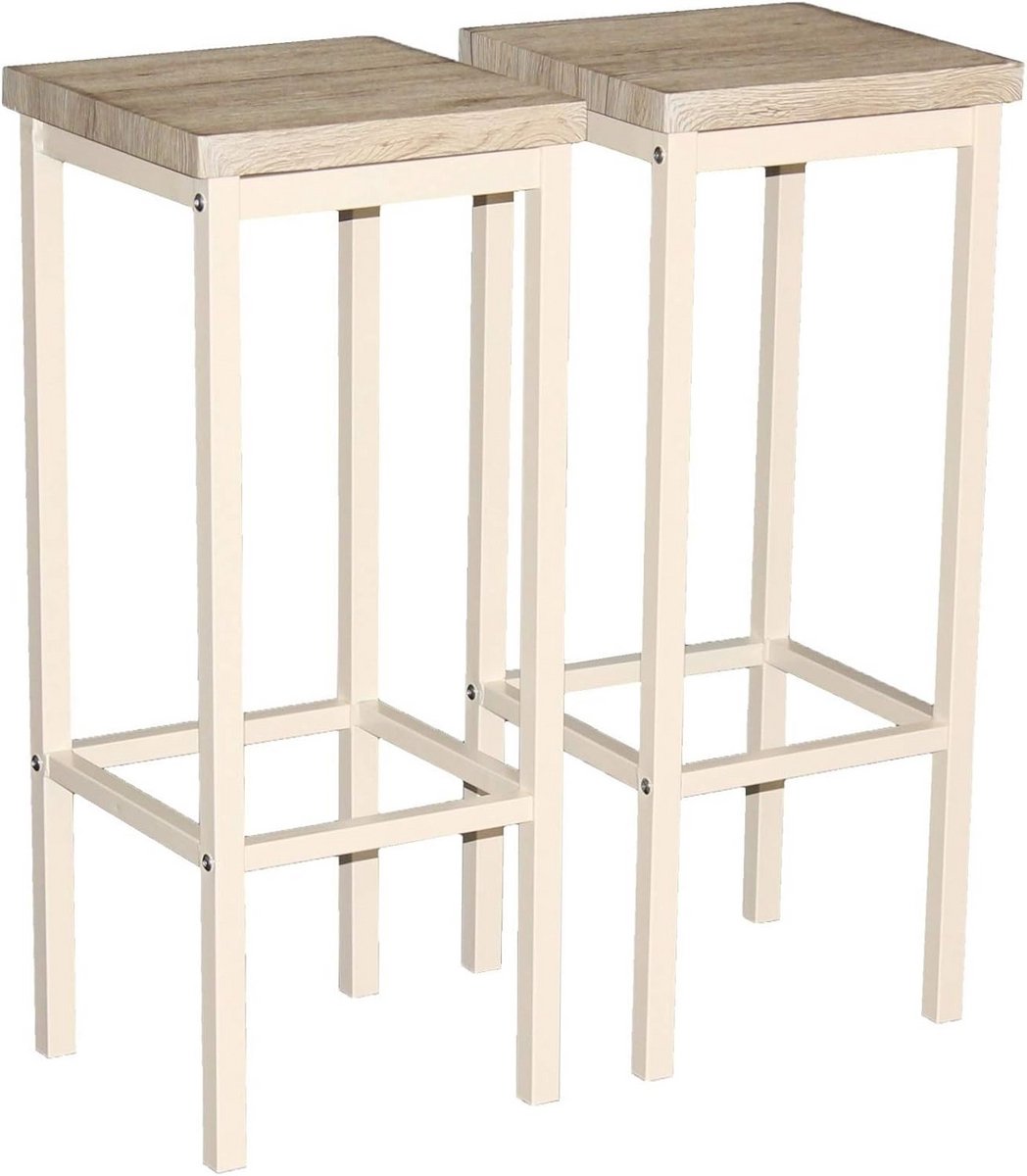 Set van 2 Hoge Bar Krukken Beige 78cm - Zithoogte voor Woonkamer en Keuken