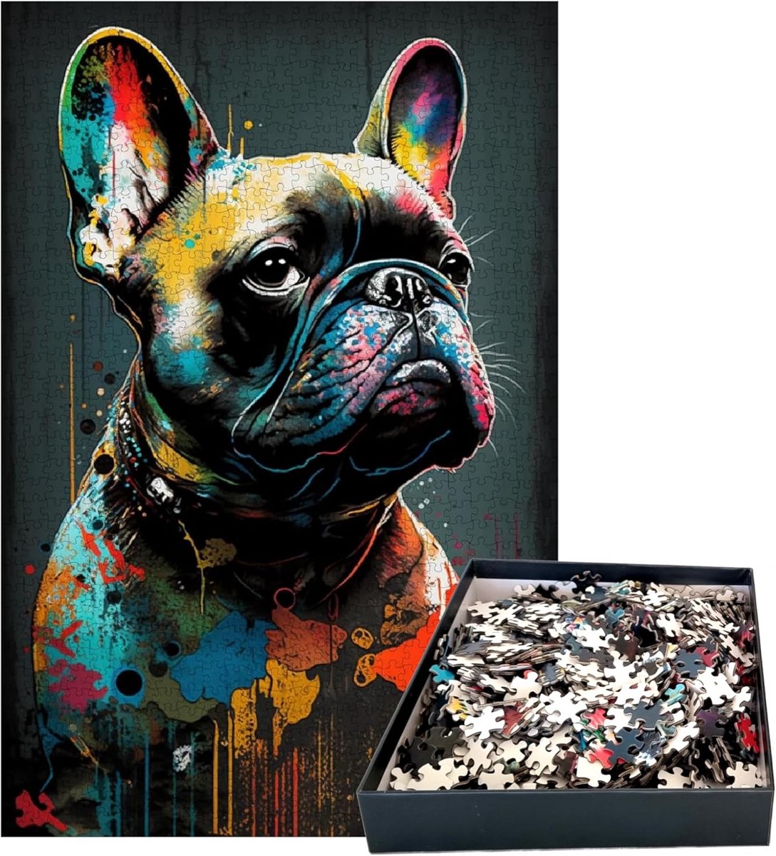 Puzzel 1000 stukjes voor volwassenen: Franse buldog in Pop Art stijl