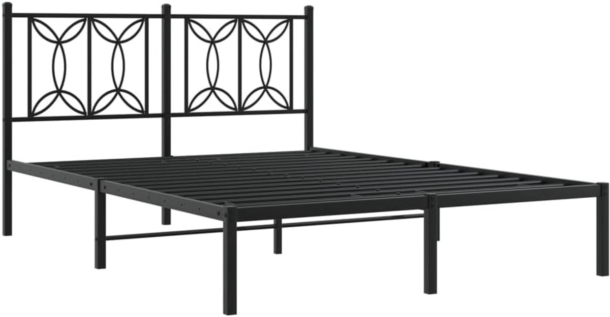 Stalen Bedframe met Hoofdbord Zwart 140x190 cm Duurzaam en Stabiel