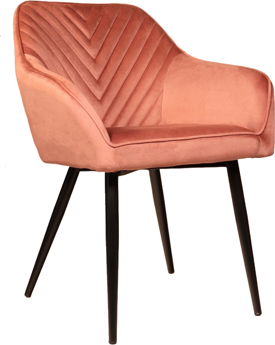 Lizzely Garden & Living SET DEAL: 4 stuks Eetkamerstoel Darcio roze velvet eetstoel zetel
