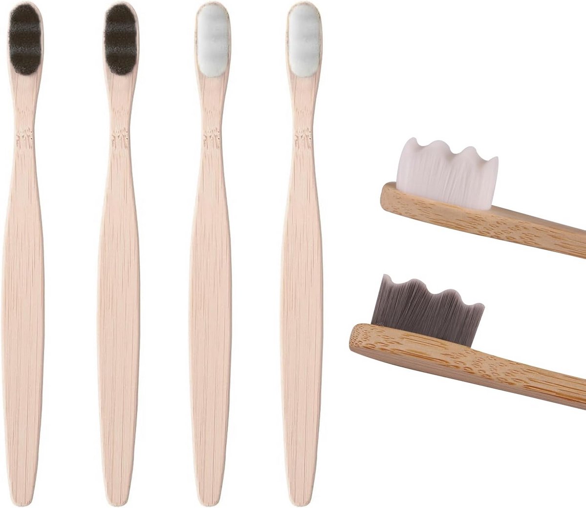 4-Pack Extra Zachte Tandenborstels met 20.000 Micro-Nano Borstelharen voor Gevoelig Tandvlees