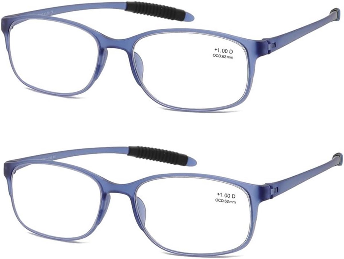 2-Pack Flexibele Leesbril met Blauwlichtfilter en Etui - Lichtgewicht en Dun Montuur