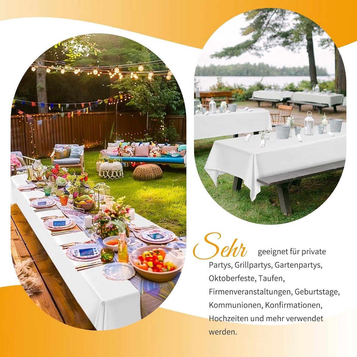 4x Rechthoekig Bier Tafelkleed Wit - Universeel voor Feest & Banket - Wasbaar Polyester