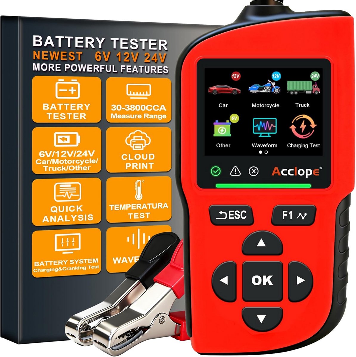 Professionele Accutester 6V 12V 24V voor AGM EFB GEL LifePO4 tot 3800 CCA