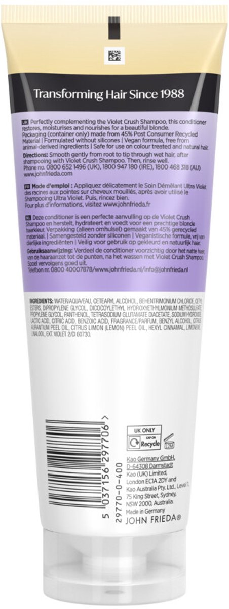John Frieda Violet Crush Purple Conditioner - 250 ml