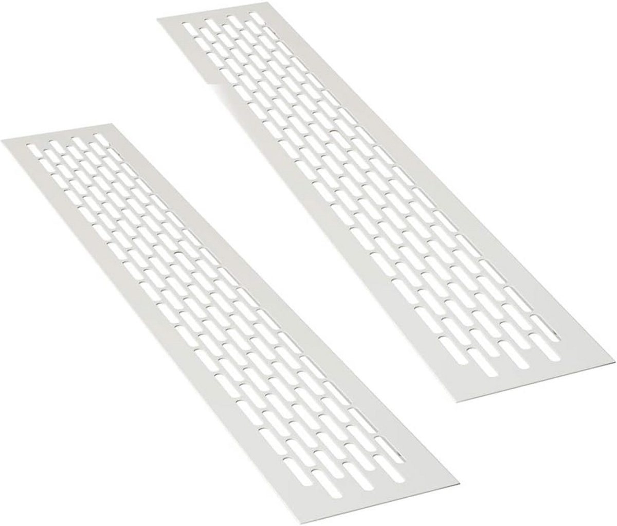 Aluminium ventilatierooster rechthoekig wit 80x8 cm afvoerluchtrooster 2 stuks