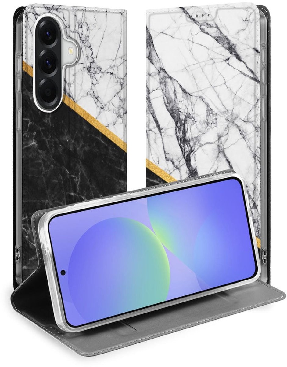 Book Cover Samsung Galaxy A37 Marble White Black