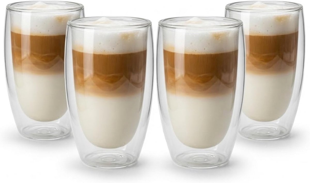 Set van 4 Dubbelwandige Thermoglazen Cappuccino Latte Macchiato - 400 ml