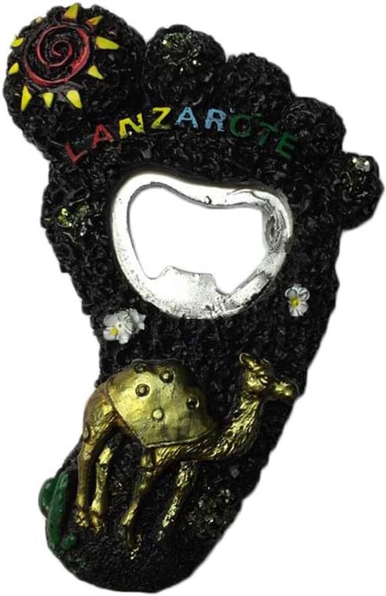 3D Koelkastmagneet Lanzarote Stijl met Flesopener - Souvenir en Keukendecoratie