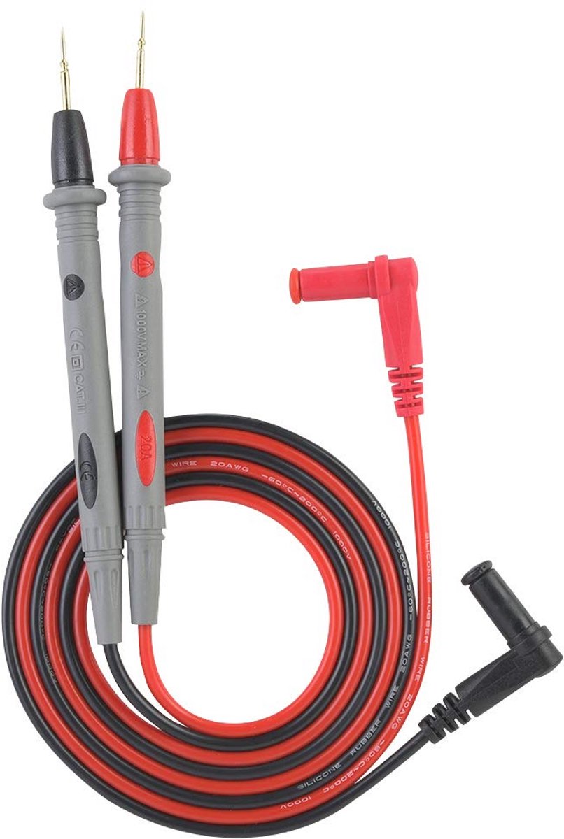 2 Stuks Multimeter Testkabels Set - 20A Snoeren met Dunne Probes - 109 cm